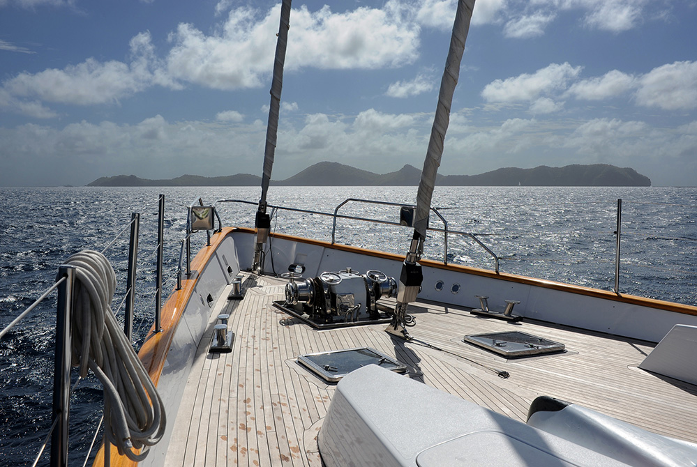 St Vincent and the Grenadines Yacht Approaching Isle de Quatre